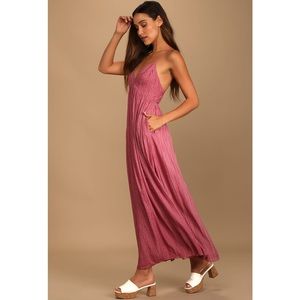 Lulus Beach Day Bliss Rose Sleeveless Maxi Dress Size XS